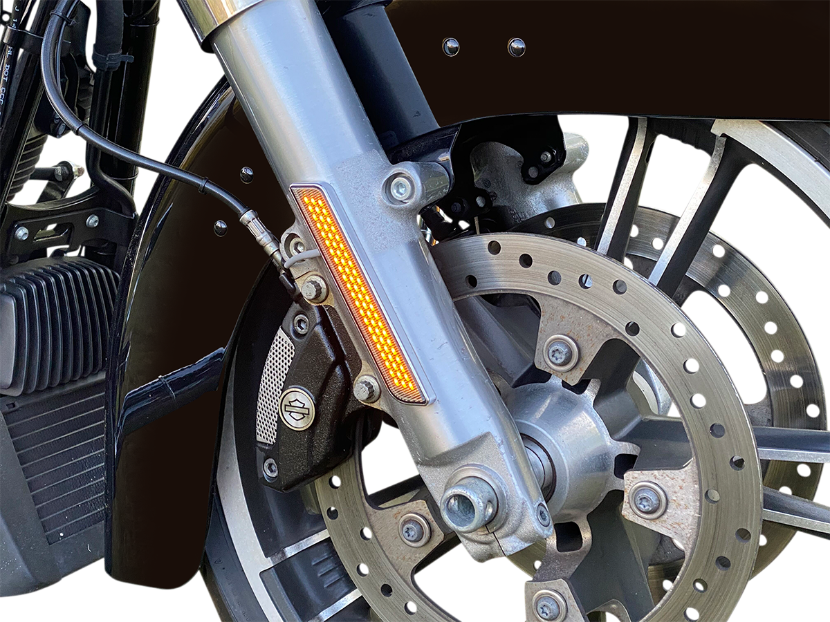 Custom Dynamics Chrome LED Front Fork Leg Reflector Lights 2014-2025 Harley