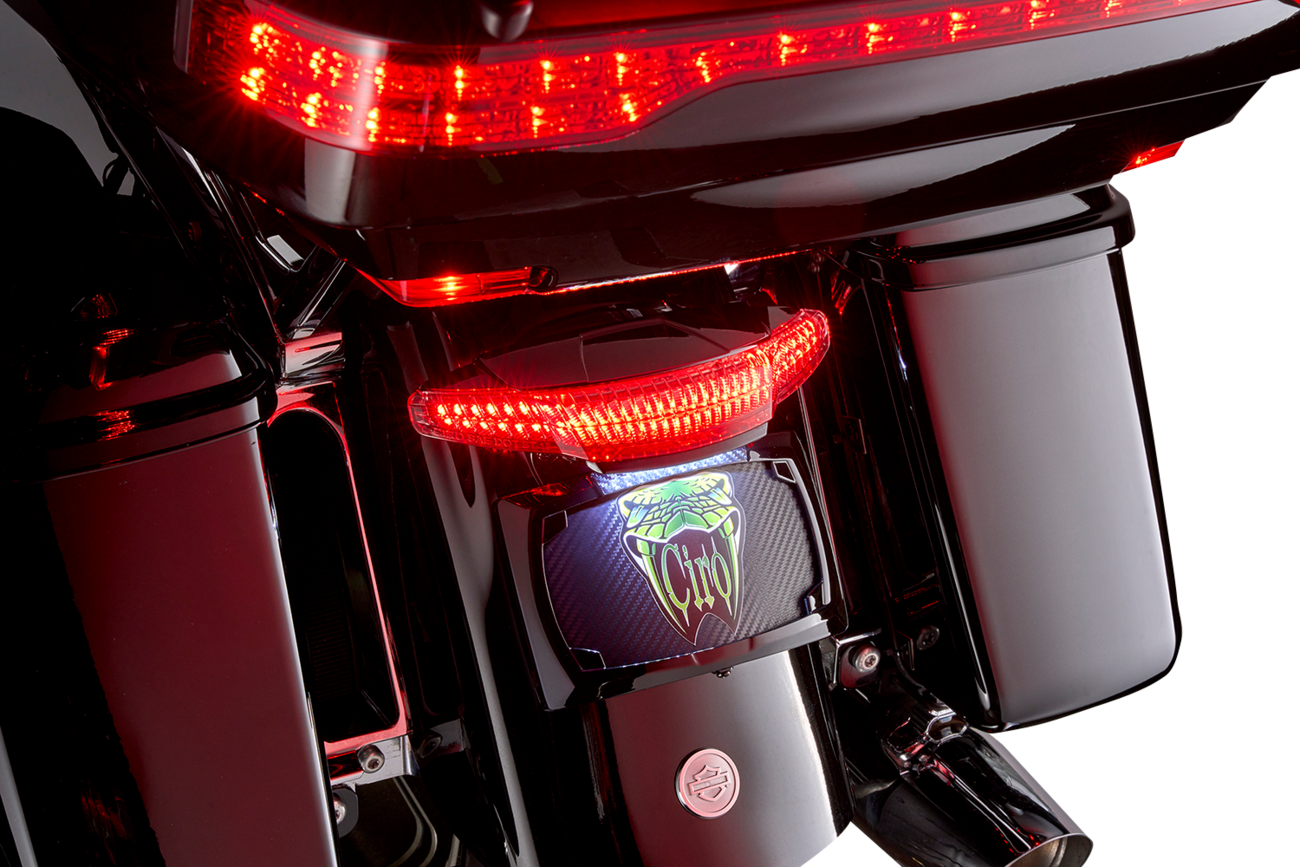 Ciro Latitude Black Tail Light & License Plate Mount for 2014-24 Harley Touring