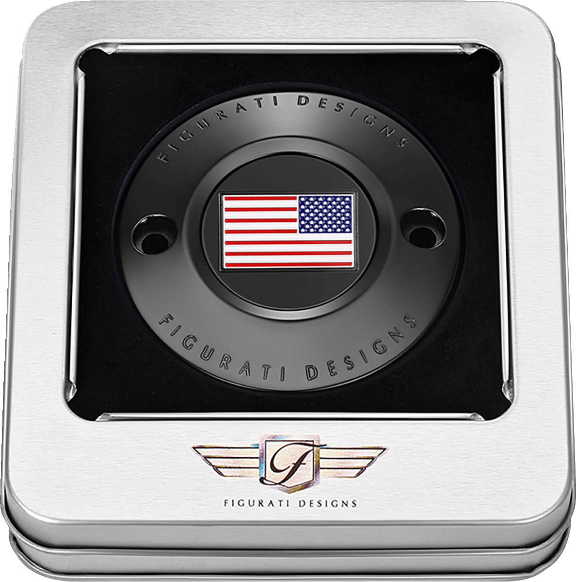 Figurati Designs American Flag Black Timing Points Cover for 2017-2023 Harley M8