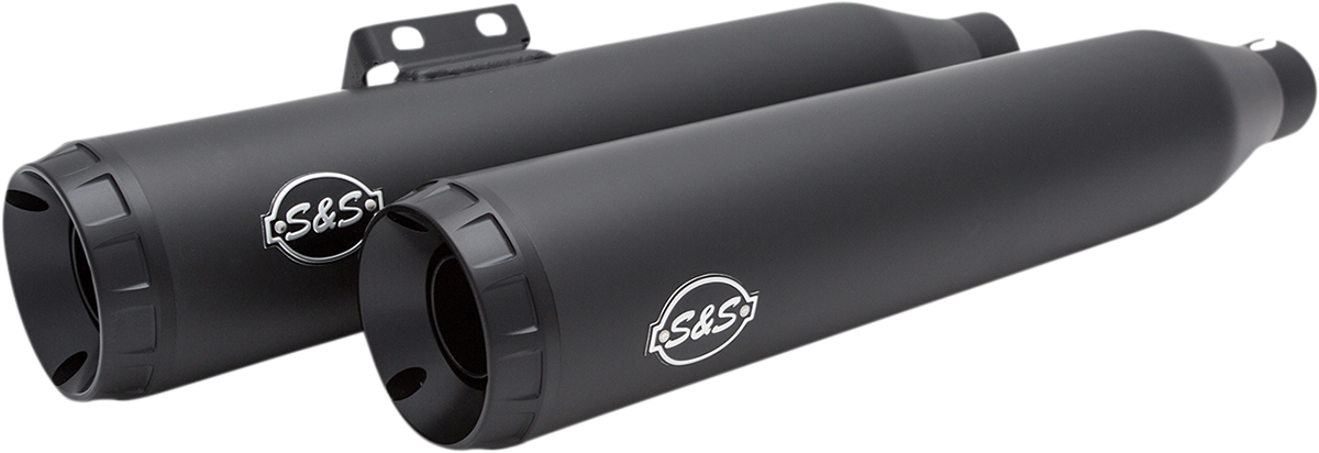 S&S Grand National Black 50 State Legal Slip on Mufflers 2018-22 Harley Softail