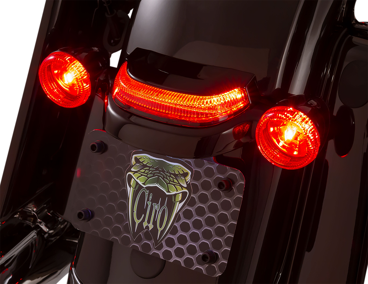 Ciro 40154 Lightstrike Black Crown Rear LED Taillight 2014-2023 Harley Touring