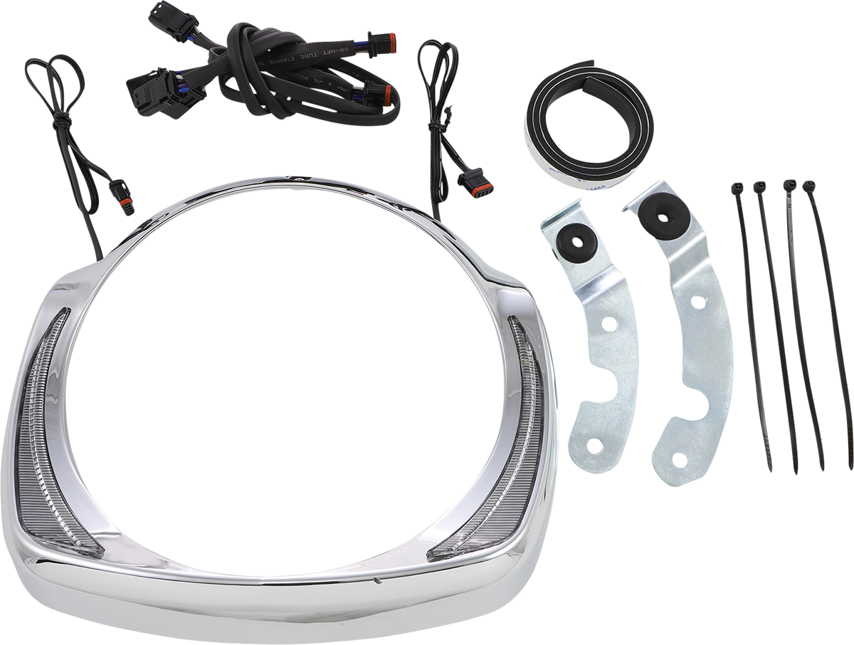 Ciro Fang Chrome Motorcycle LED Headlight Bezel 2014-2024 Harley Touring Models