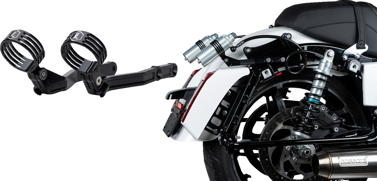 Legend REVO ARC Black Remote Reservoir External Mounts for 14-25 Harley Touring