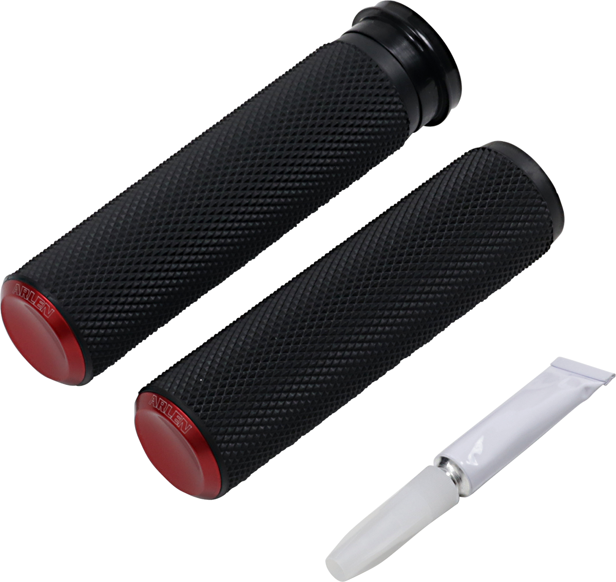 Arlen Ness Fusion TBW Black Red 1" Handlebar Hand Grips 2008-2024 Harley Models