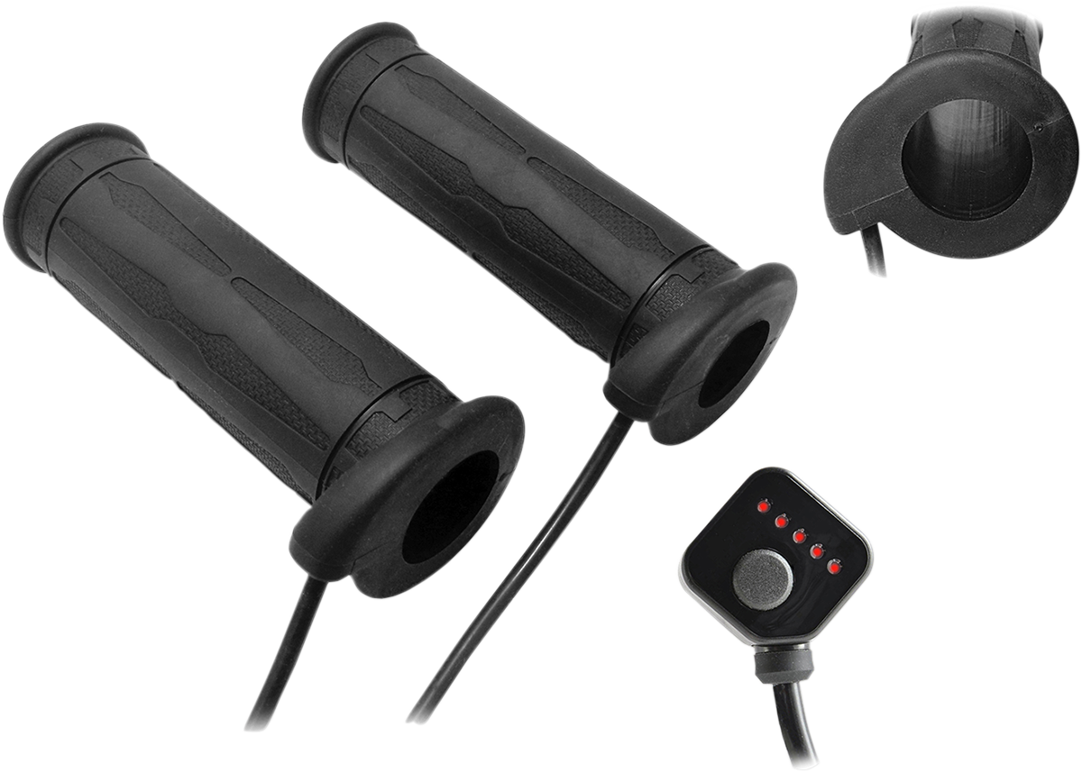 Koso Universal 5 Level Black Heated Twist Throttle 7/8" Handlebar Grip Kit