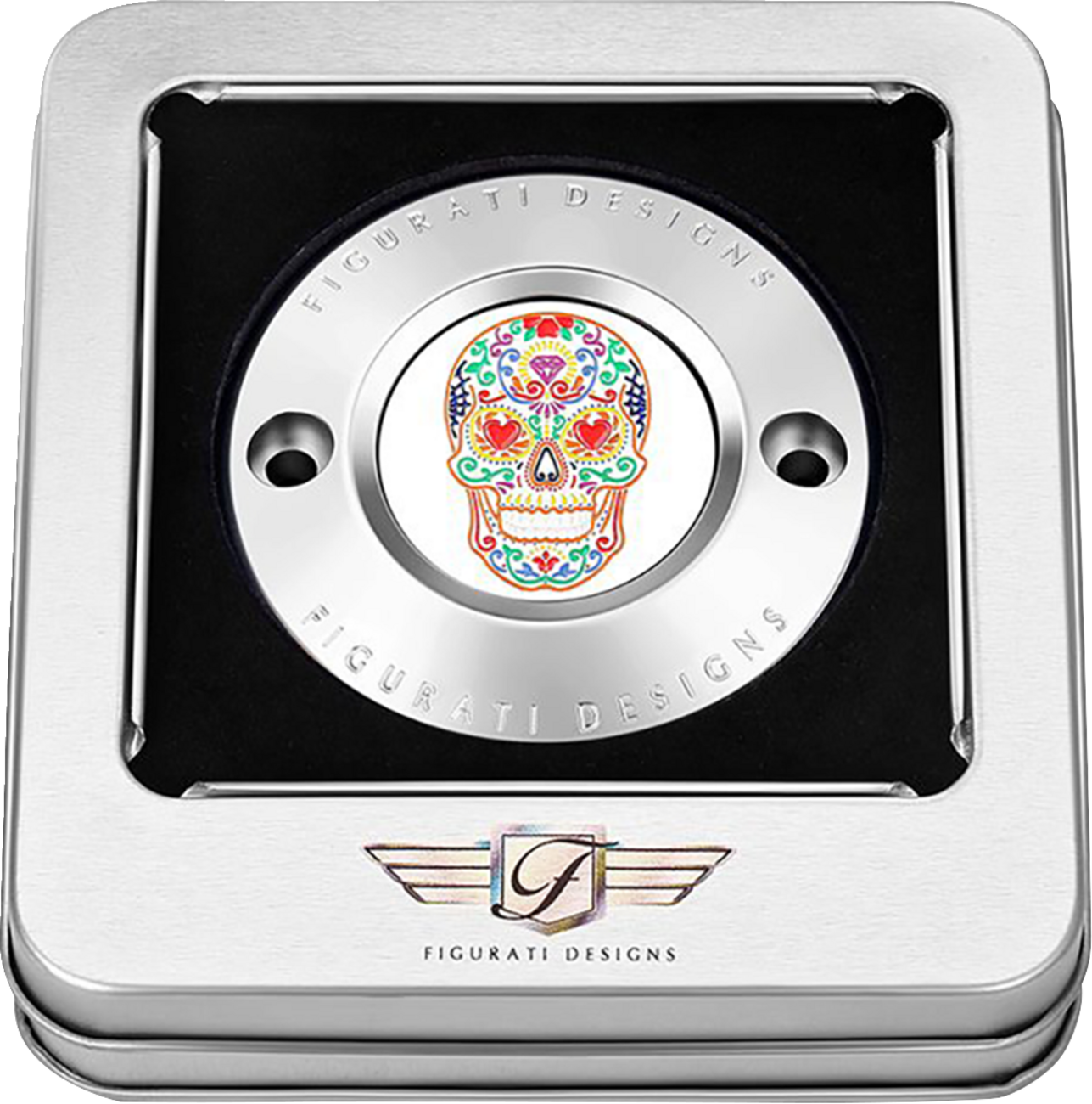 Figurati Designs Sugar Skull 2 Hole Timing Cover for 2017-2023 Harley Davidson
