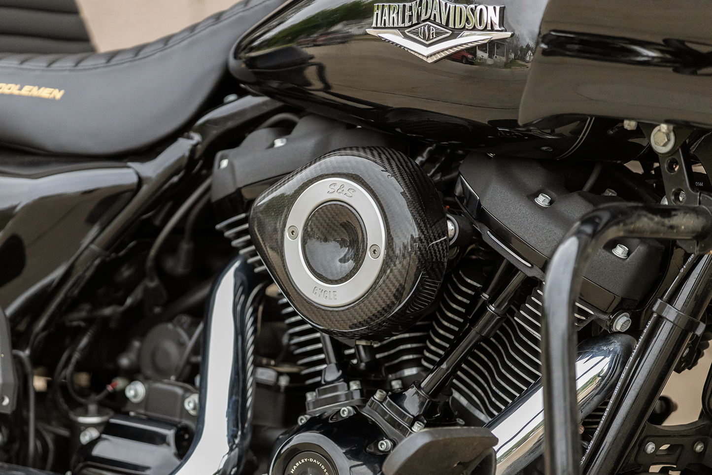 S&S Black Carbon Fiber Teardrop Stealth Air Filter Cover for Harley Davidson