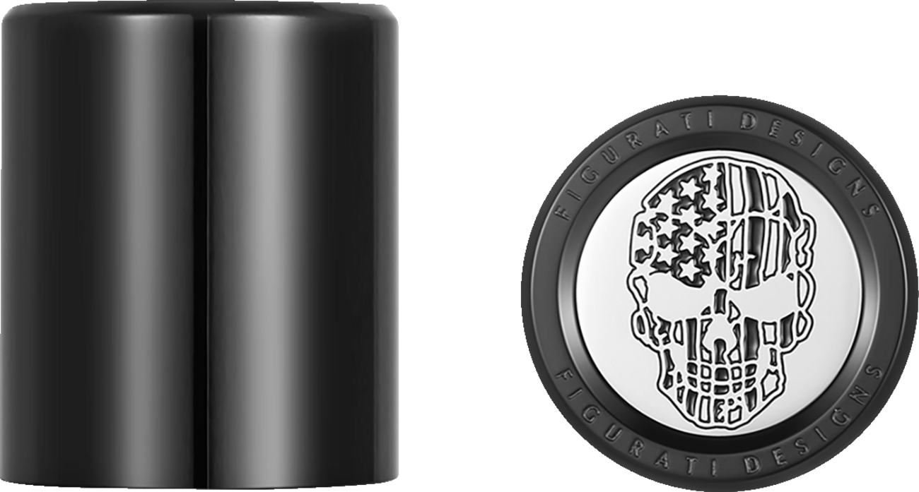 Figurati B&W Skull USA Flag Medium Magnetic Docking Hardware Covers for Harley