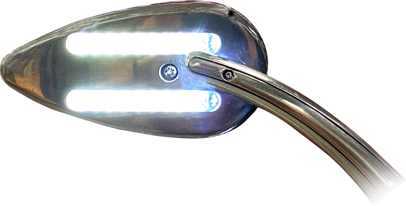Custom Dynamics Chrome LED Run Turn Signal Teardrop Handlebar Mirrors for Harley