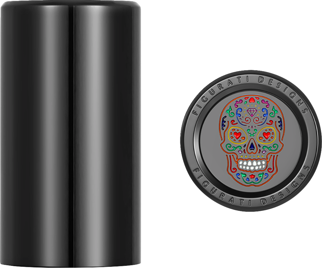 Figurati Designs Black Sugar Skull Long Docking Hardware Covers for Harley