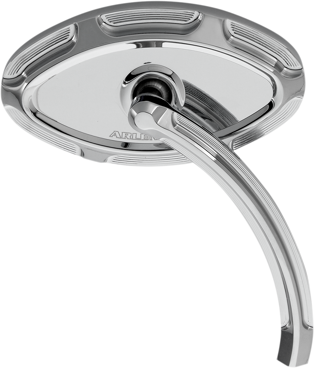 Arlen Ness Chrome Billet Beveled Pair Front Handlebar Mirror Set Harley Davidson