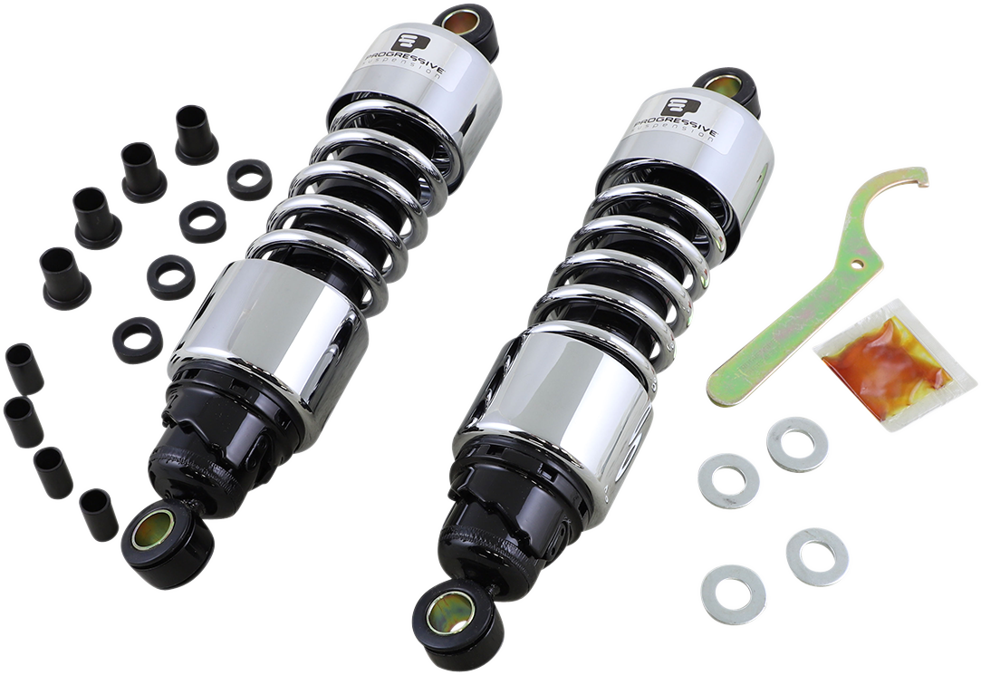 Progressive 412 Chrome Standard 11.5" Rear Shocks for 2006-2024 Harley Touring