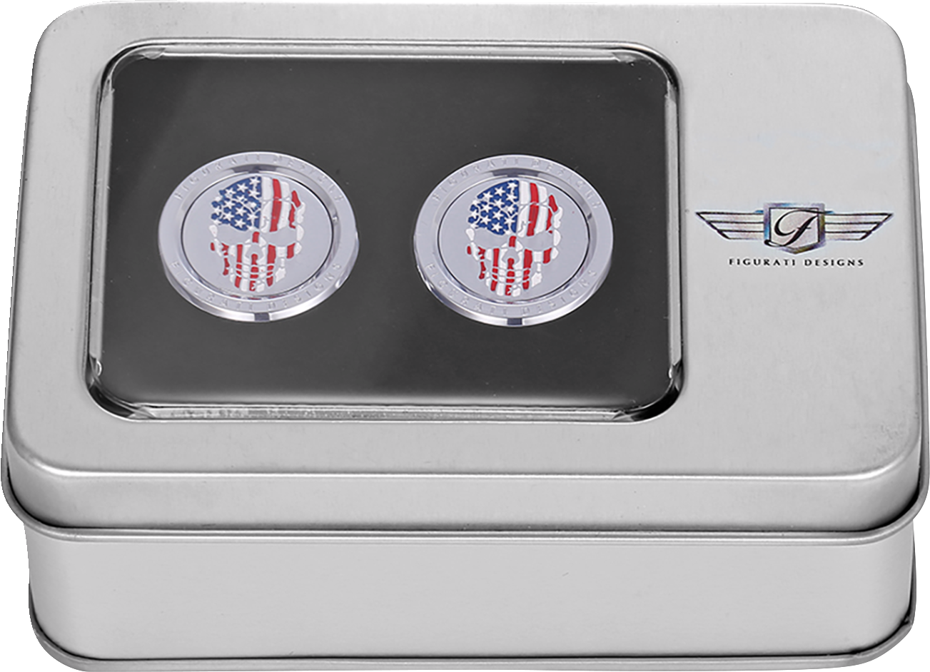 Figurati Skull USA Flag Short Magnetic Docking Hardware Covers for Harley