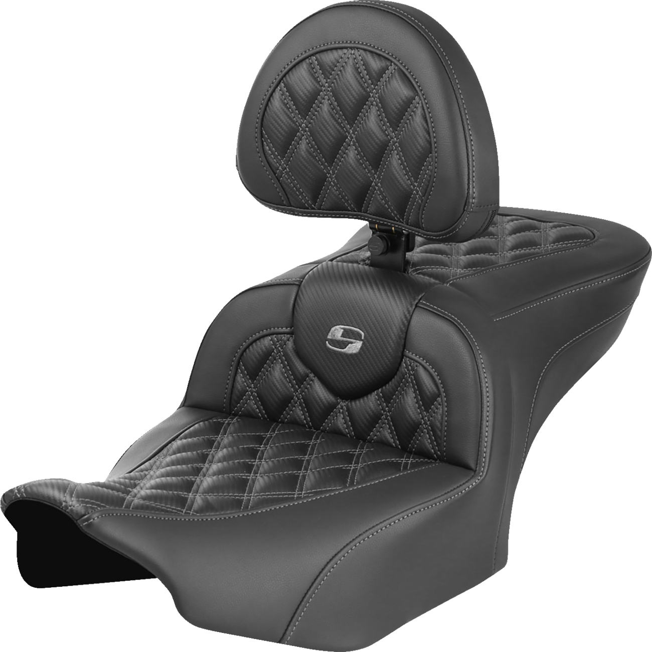 Saddlemen Roadsofa Gray Carbon Lattice Gel Seat w/ Backrest 23-25 Harley Touring