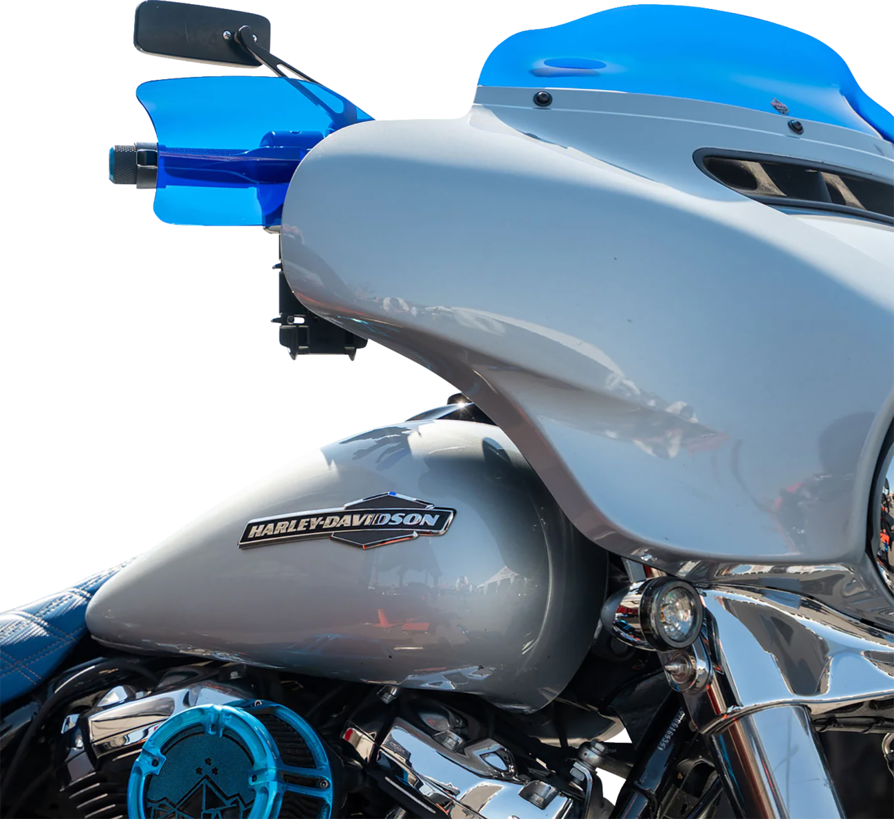 Klock Werks Flare Blue Hand Guards fits 2002-2025 Harley Hydraulic Clutch