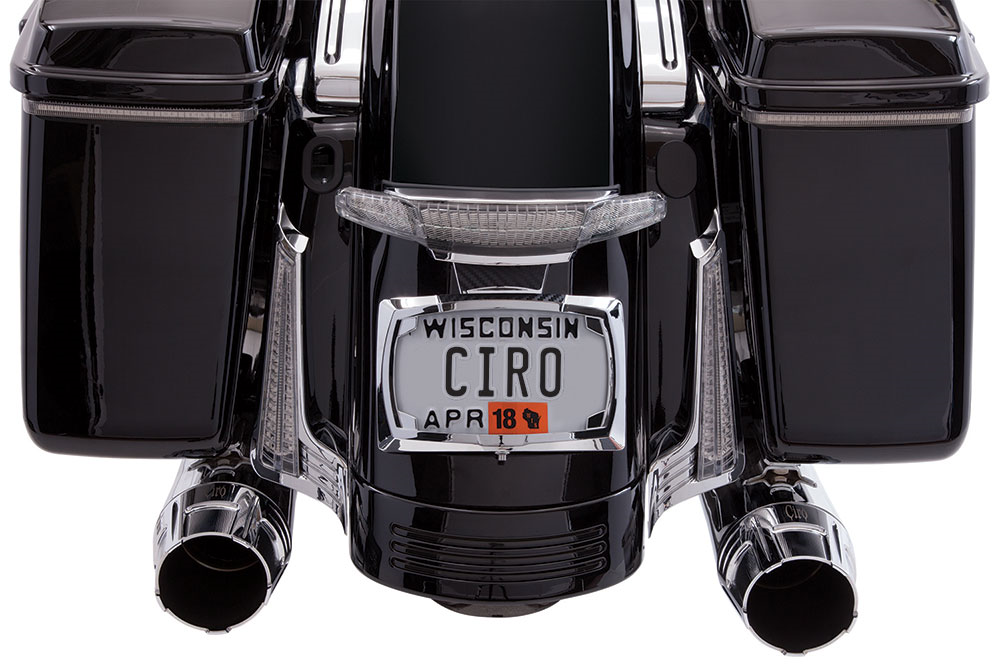 Ciro Chrome LED Latitude Taillight License Plate Mount 2010-2013 Harley Touring