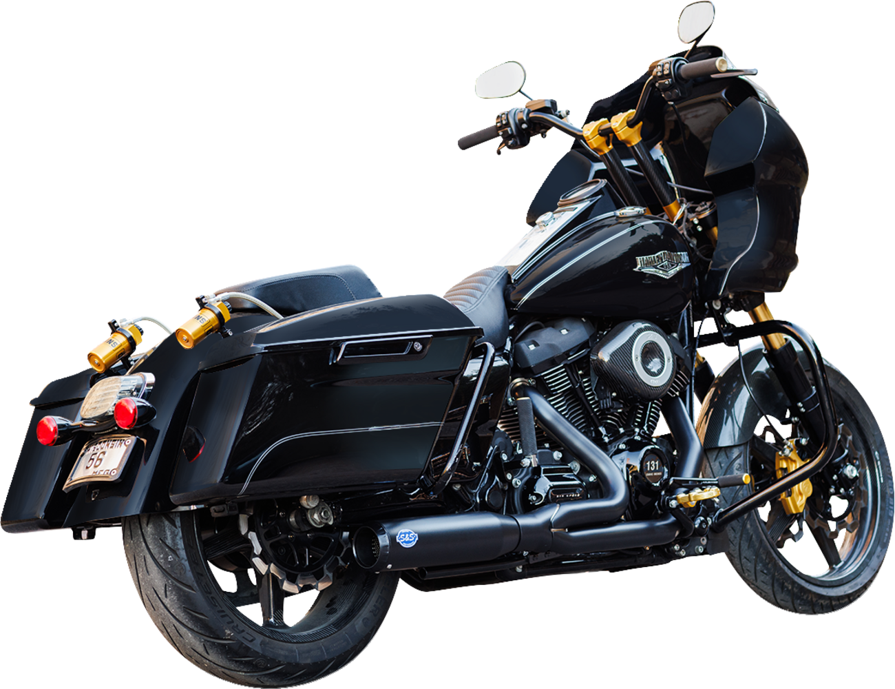 S&S Cycle 2-into-1 Qualifier Black Exhaust System for 2017-2023 Harley Touring