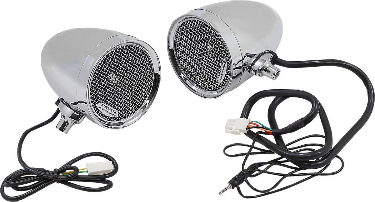 Kuryakyn Chrome Road Thunder MTX 7/8" & 1" Handlebar Speaker Pods Kit Harley
