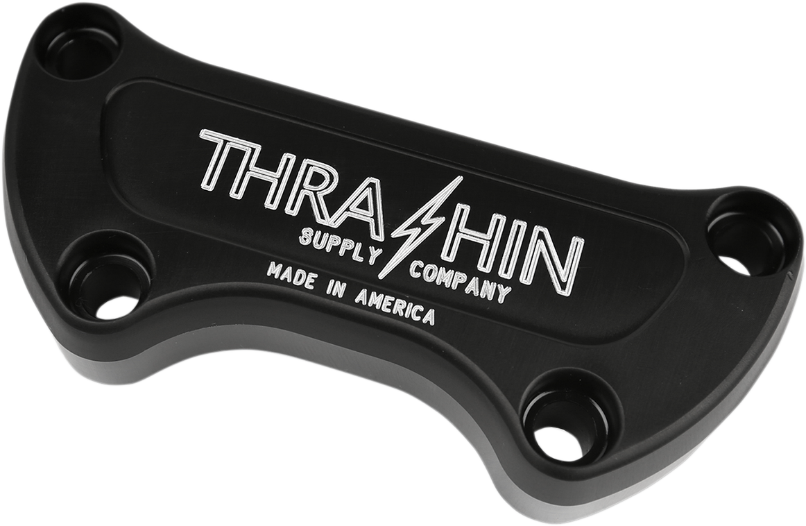 Thrashin Supply 1" Black Anodized Twice Cut Handlebar Clamp for Harley Davidson