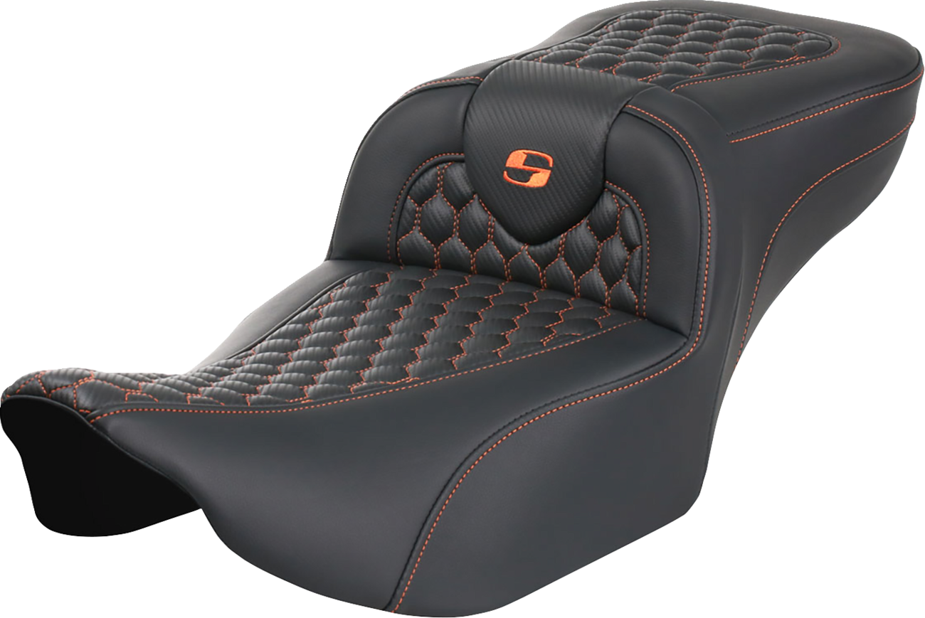Saddlemen Roadsofa Orange Honeycomb Extended Gel Seat for 2023-25 Harley Touring