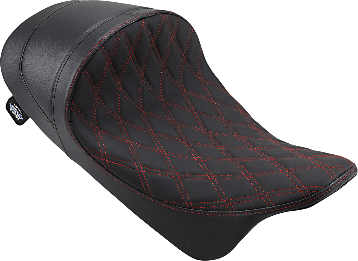 Drag Specialties Red Diamond Stitch Low Solo Seat fits 2008-2024 Harley Touring