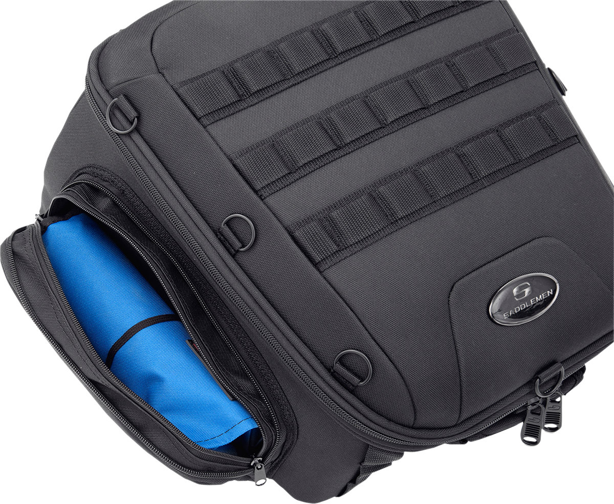 Saddlemen Black Textile Tactical Tunnel Cruiser Tail Bag for Harley Touring