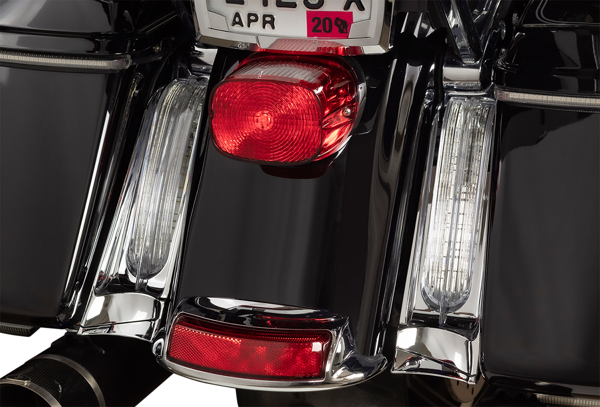 Ciro Chrome Saddlebag Red LED Filler Panel Lights fits 2014-2024 Harley Touring