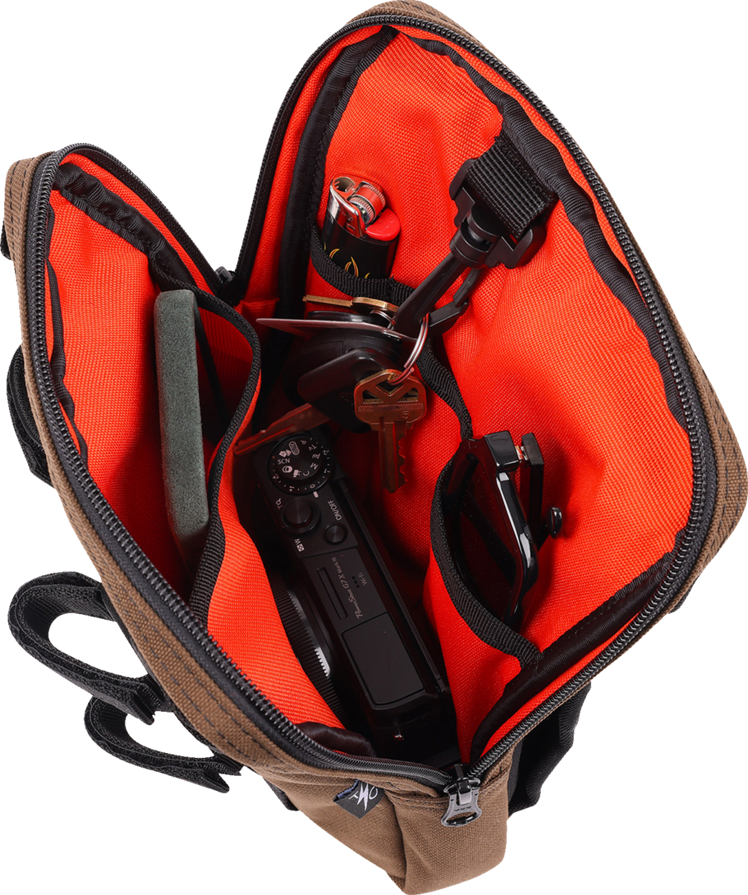 Thrashin Supply Brown Motorcycle Handlebar Storage Bag Slim for Harley THB-0032