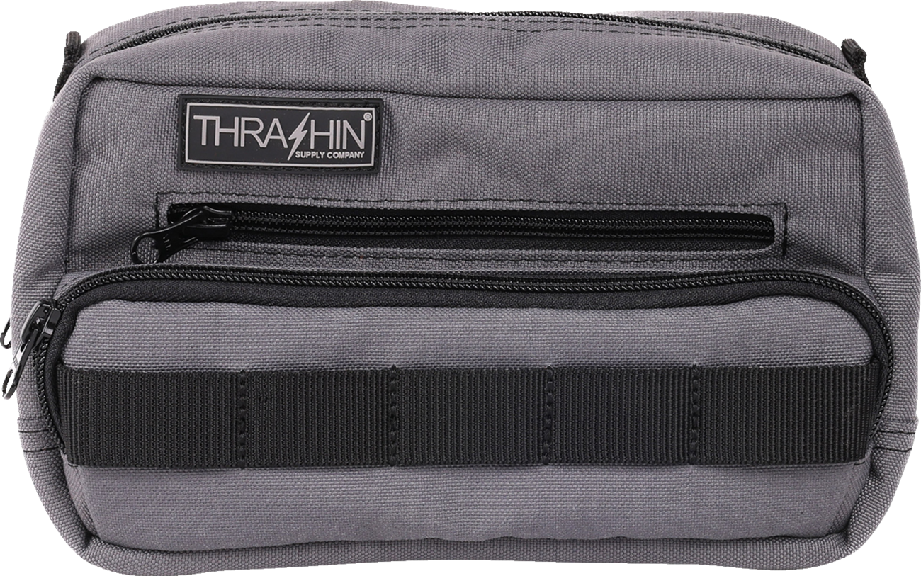 Thrashin Supply Gray Motorcycle Handlebar Storage Bag Plus for Harley THB-0018