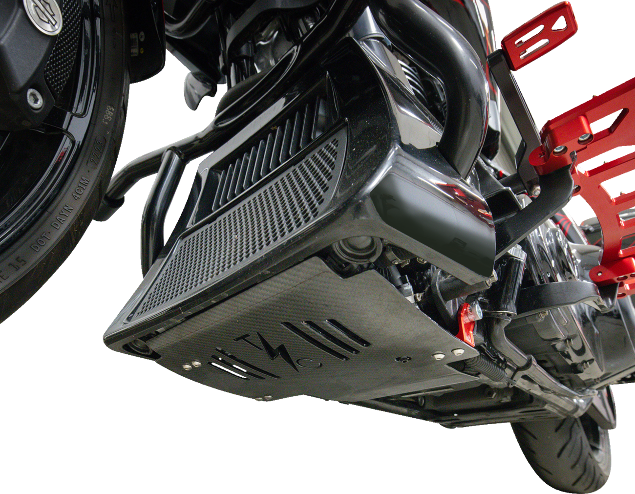 Thrashin Carbon Fiber Red Skid Plate fits 2023-2025 Harley Road Street Glide