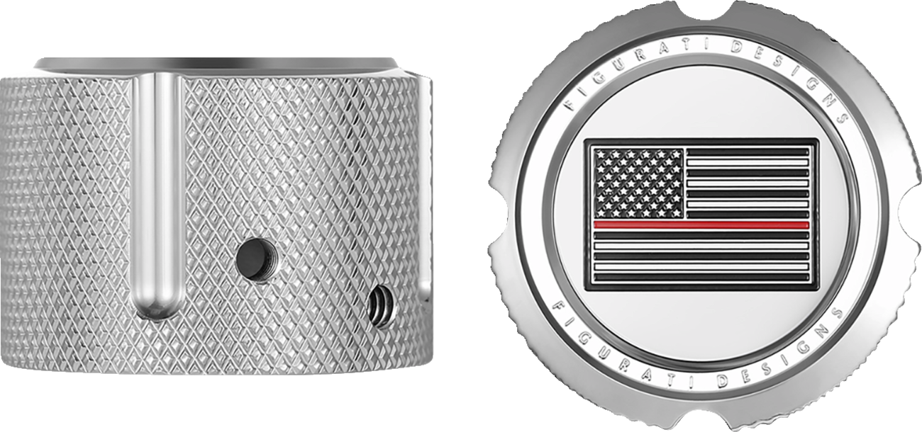 Figurati Designs Front Red line Flag Axle Nut Chrome Covers for 2002-2022 Harley