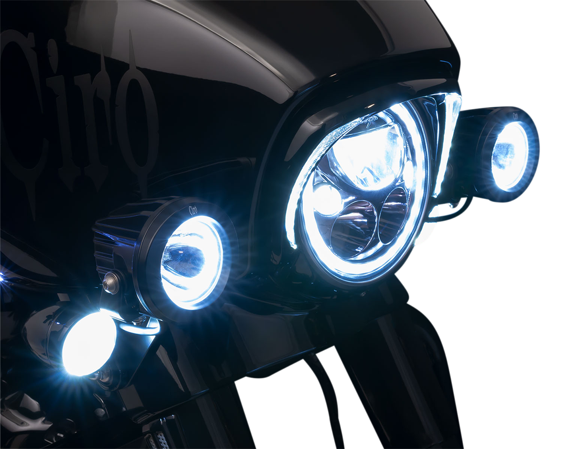 Ciro Tac-10 Cannons Motorcycle Spotlights 2014-2024 Harley Touring FLHX FLHXS
