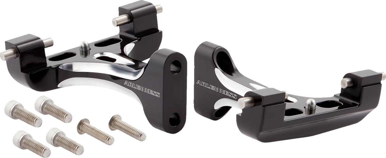Arlen Ness Black Contrast Passenger Floorboard Mounts for 1993-23 Harley Touring