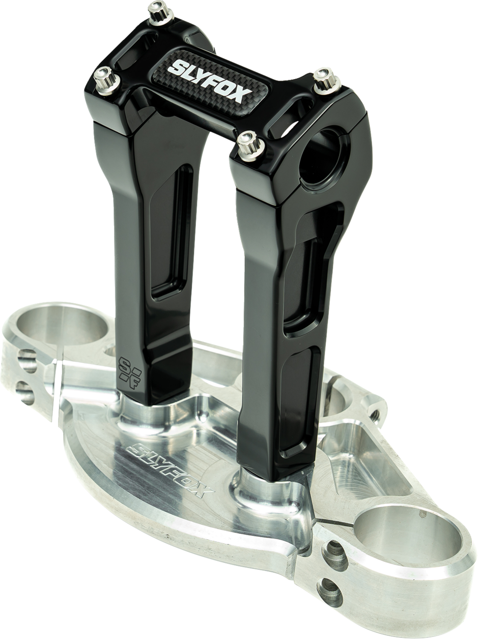 Slyfox Black 6" Straight Riser & Top Clamp Kit for Harley Davidson 1" Handlebars