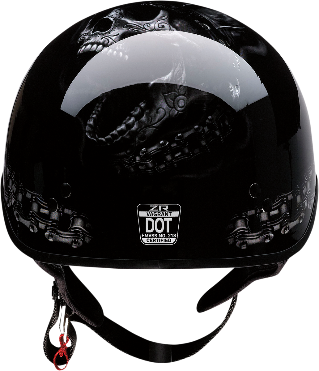 Z1R Vagrant Black FTW Unisex Adult Motorcycle Riding Street Racing Half Helmet