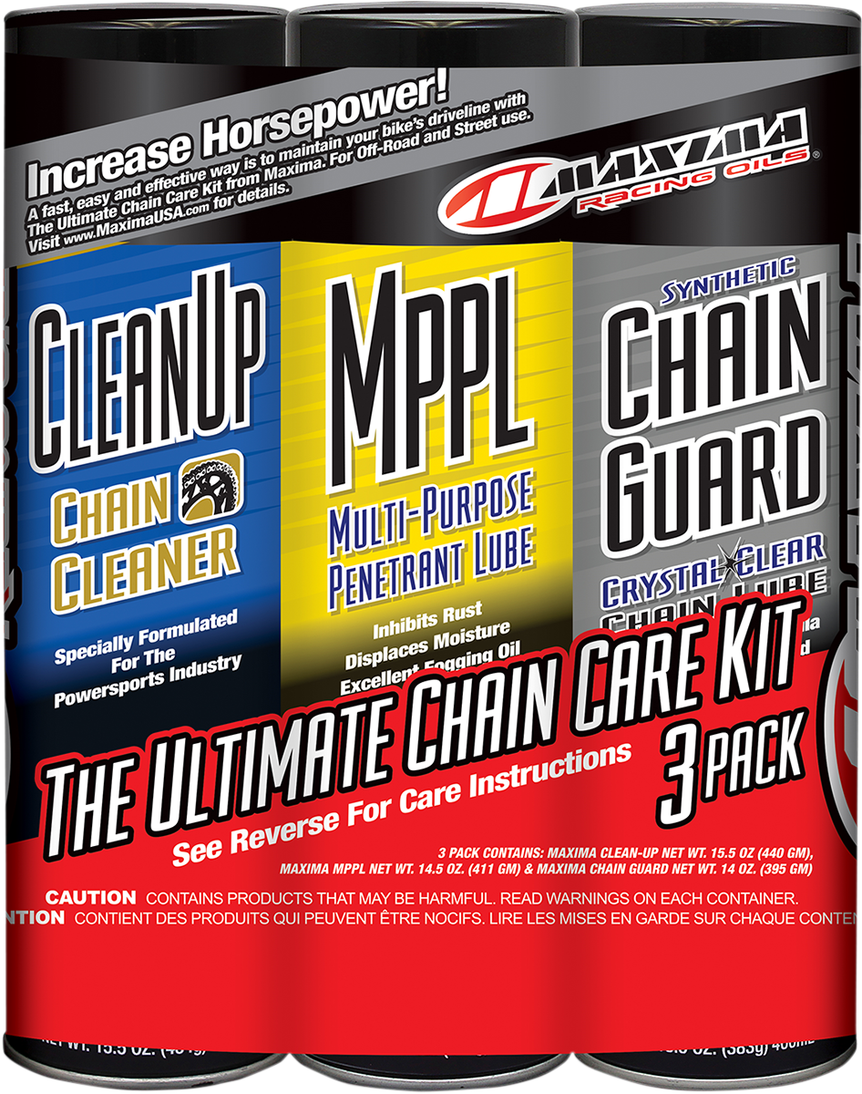 Maxima Aerosol Spray Motorcycle Offroad Synthetic Chain Lube Care Kit