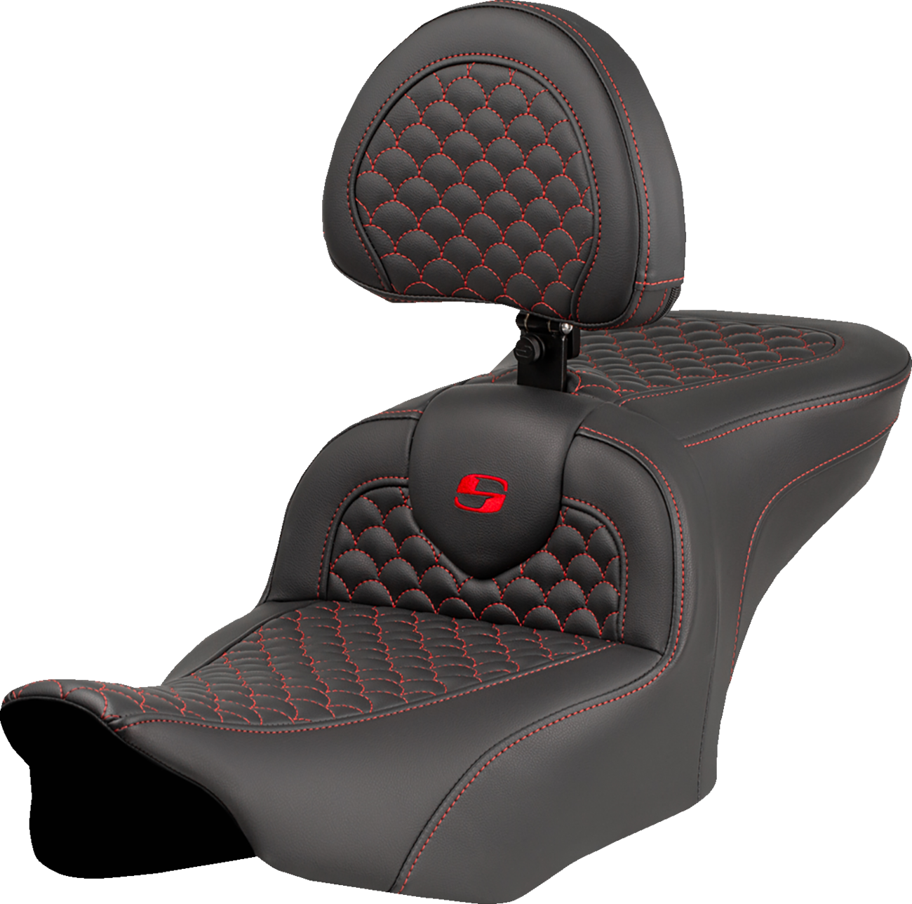 Saddlemen Roadsofa Red Stitch with Backrest Seat fits 2023-2025 Harley Touring