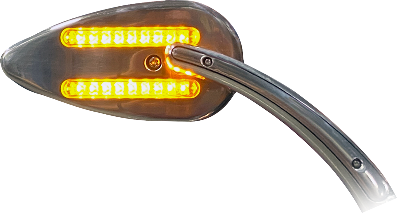 Custom Dynamics Chrome LED Run Turn Signal Teardrop Handlebar Mirrors for Harley