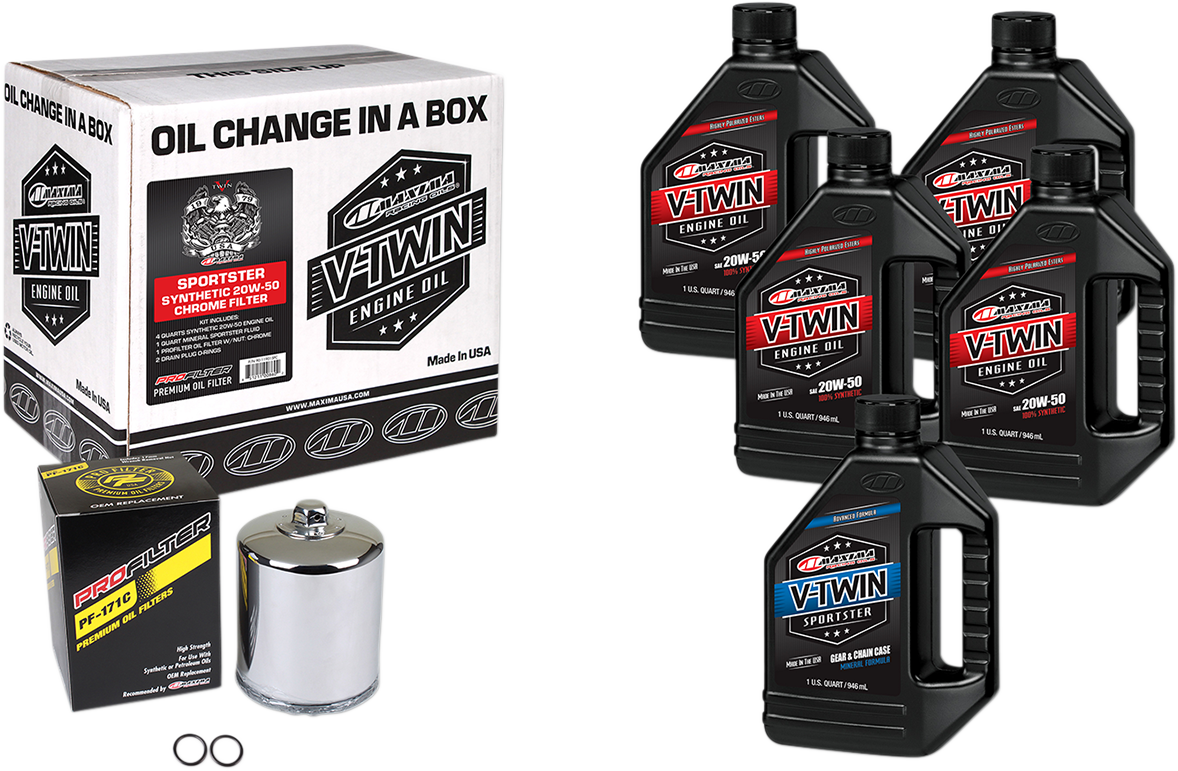 Maxima Quick Oil Change Kit & Chrome Filter for 1984-2022 Harley Touring Softail