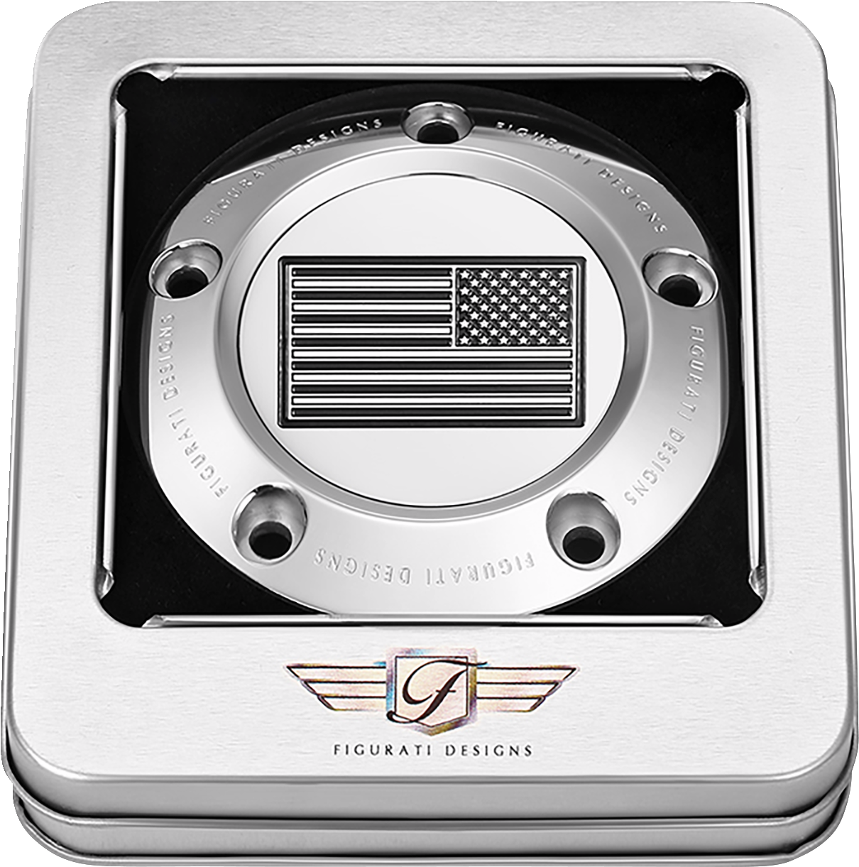 Figurati Designs B&W American Flag Timing Cover for 1999-2017 Harley Davidson