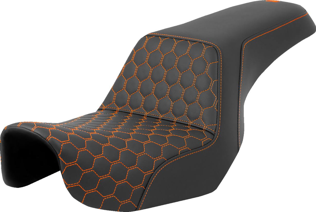 Saddlemen Step Up Orange Honeycomb Stitch Seat for 2006-2017 Harley Dyna FXD FLD
