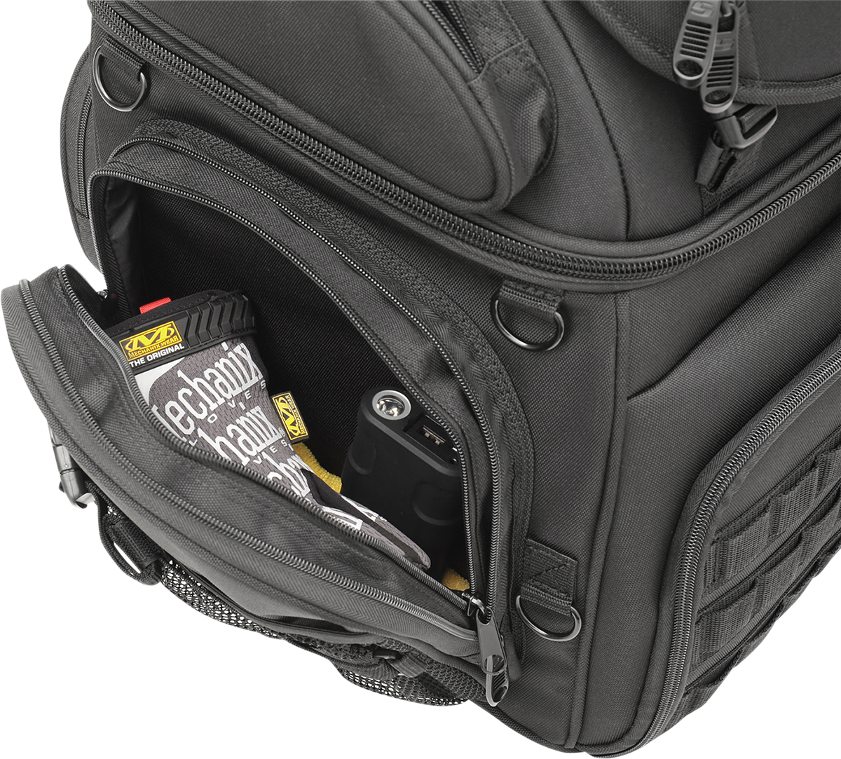 Saddlemen Black Textile BR3400 Tactical Sissy Bar Bag for Harley Davidson