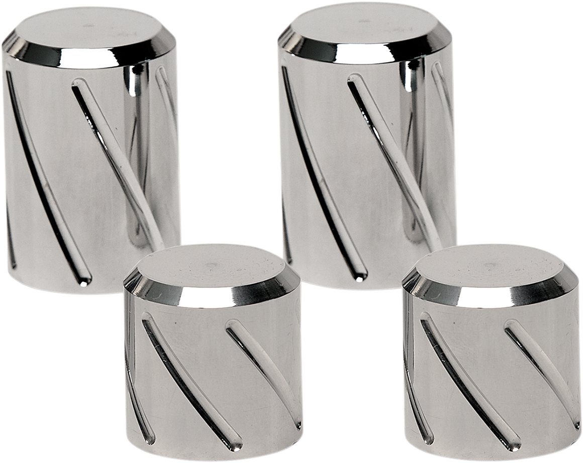 Pro Pad Billet Chrome Spiral Rear Docking Station Caps for Harley Touring FLHX
