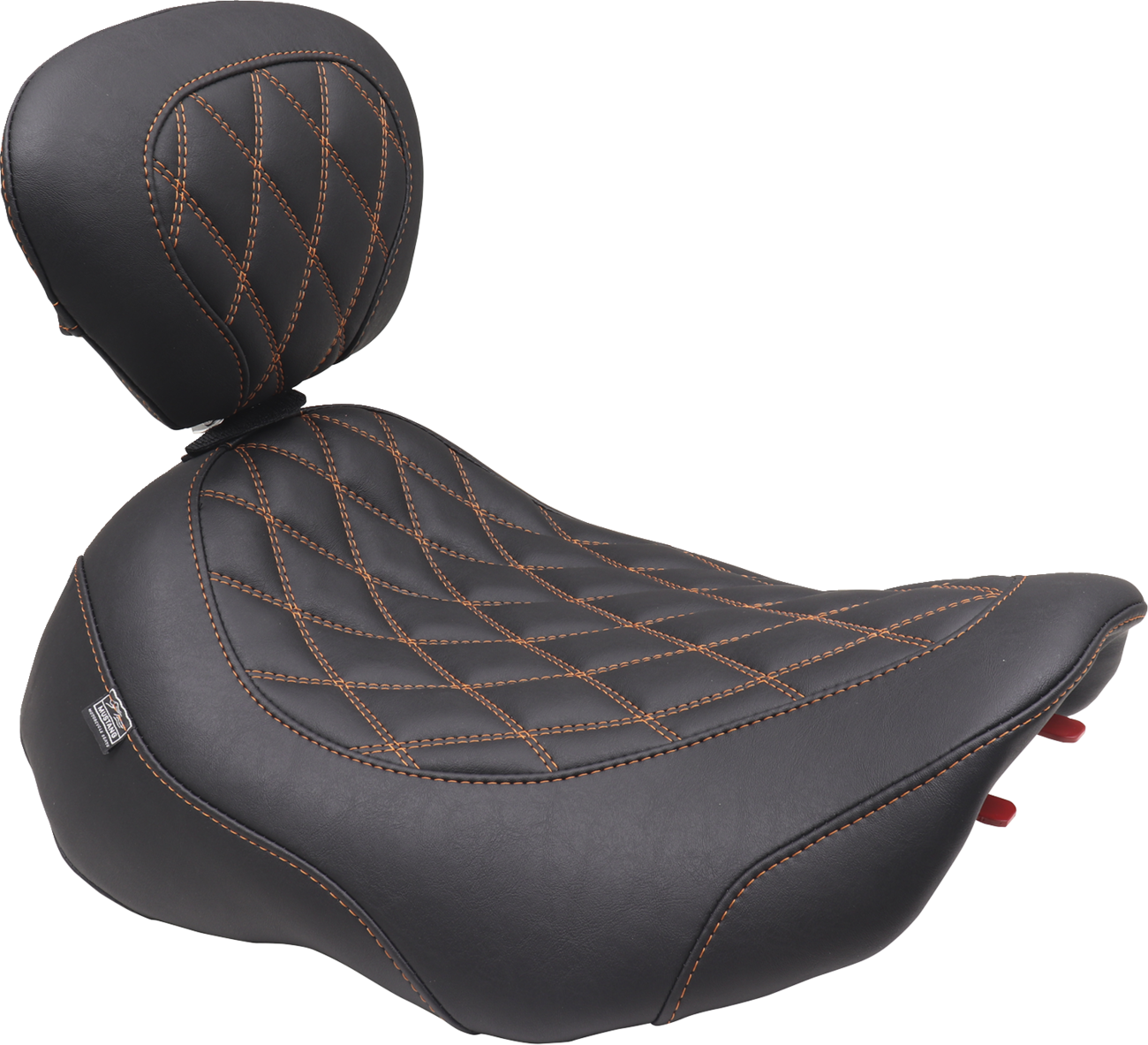 Mustang Wide Tripper Orange Stitch Solo Seat & Backrest 2023-2025 Harley Touring