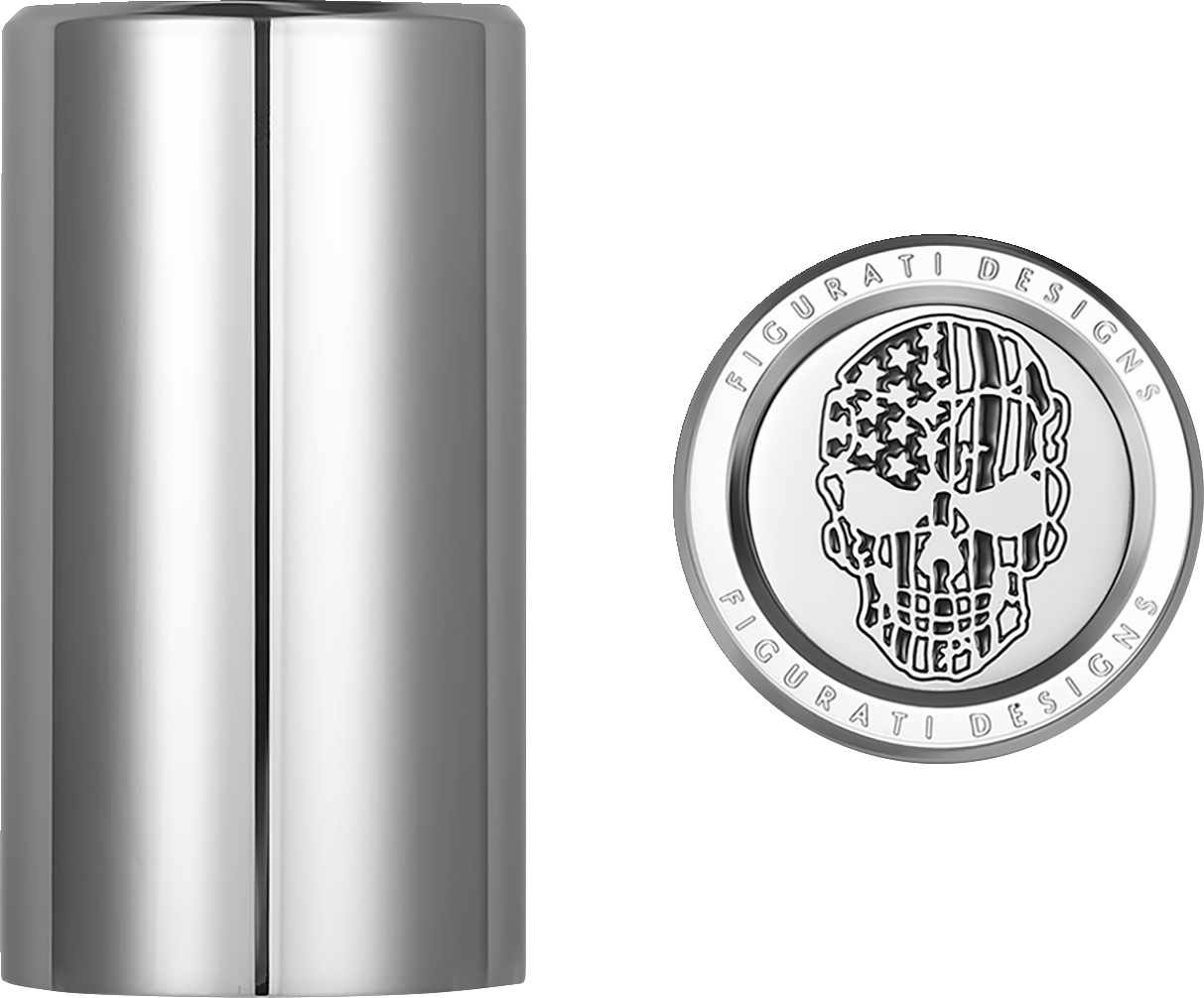 Figurati B&W Skull USA Flag Long Magnetic Docking Hardware Covers for Harley
