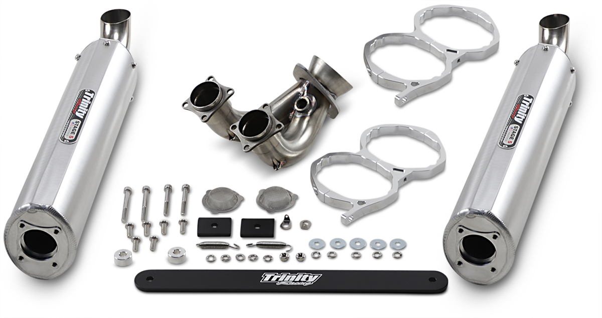 Trinity Racing Silver Stage 5 Slip on Muffler 2015-2023 Polaris RZR XP 1000 4x4