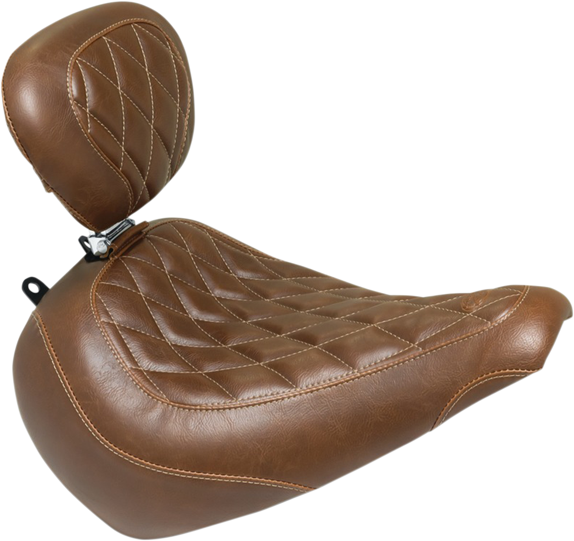 Mustang Tripper Brown Solo Seat & Backrest 2018-2023 Harley Softail Fat Boy FLFB