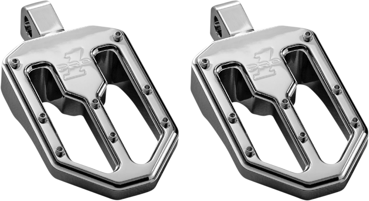 Pro One Moto V1 Chrome Male Mount Motorcycle Footpegs 18-20 Harley Softail FLSL