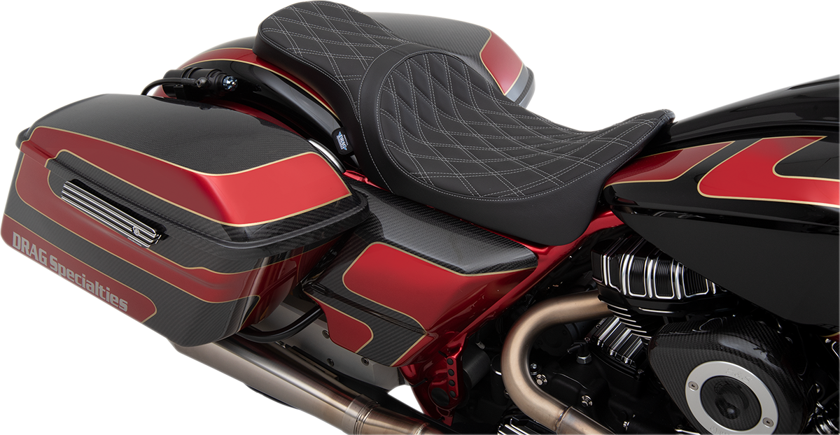 Drag Specialties Predator Silver Diamond Seat fits 2008-2024 Harley Touring FLHX