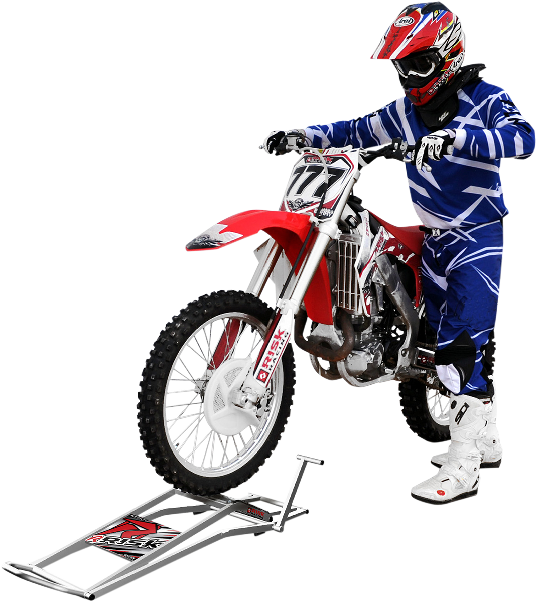 Risk Racing RR1 Silver 85-450cc Offroad Dirt Bike Manual Steel Lift